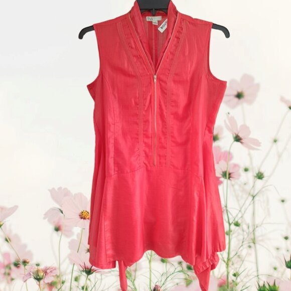 🤑$5 SALE🤑L/G 👗Puli Italy Asymmetrical orange / papaya dress tunic - Picture 1 of 9